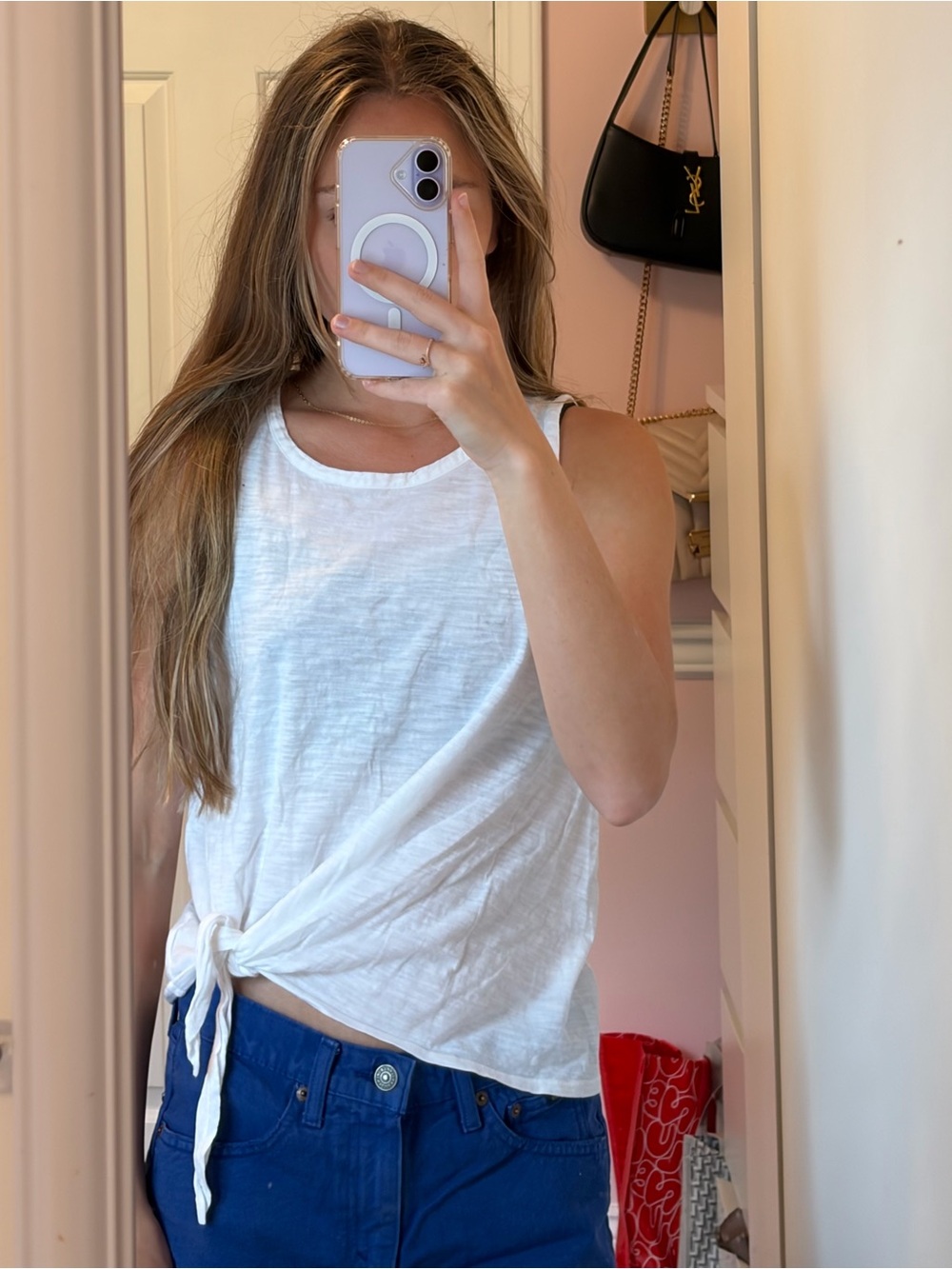 Theory White Tie-Front Sleeveless Tank Top - Small